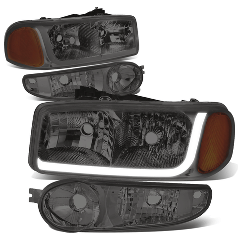 2002-2007 GMC Sierra 1500 Denali LED DRL Headlight Bumper Lamps Smoked Amber