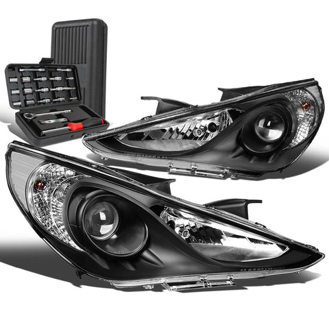 2011-2014 Sonata Pair Black/Clear Signal Projector Headlight Lamp+Tool Box
