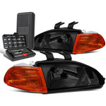 1992-1995 Honda Civic Smoked Housing Clear Signal Headlight Lamps+Tool Box