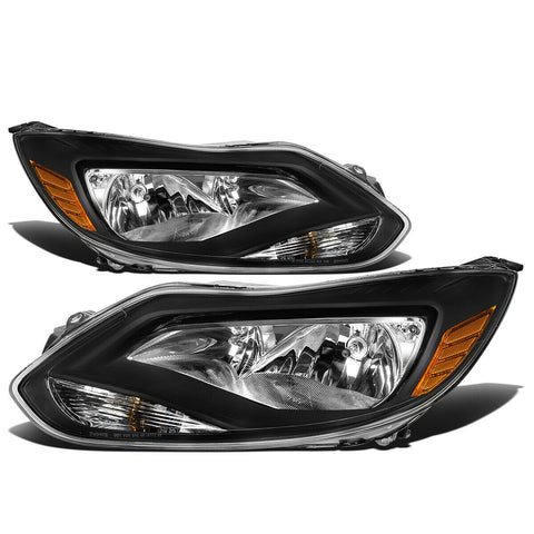 2012-2014 d Focus Black Housing Driving Headlight Headlamps Head Lamp Set