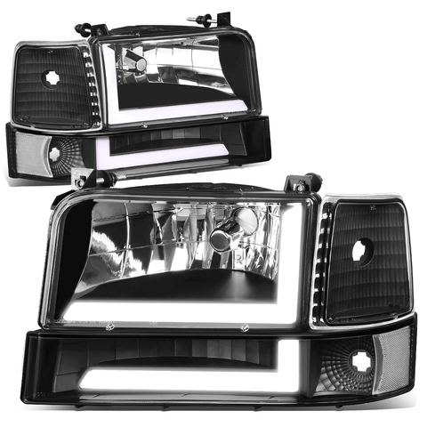 92-96 d F150 F250 F350 6Pcs Headlight+Bump