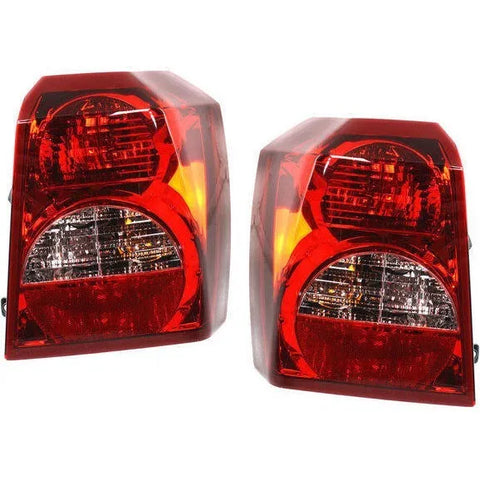 Halogen Tail Light Set For 2007 Dodge Caliber Clear & Red Lens w/ Bulbs 2Pcs