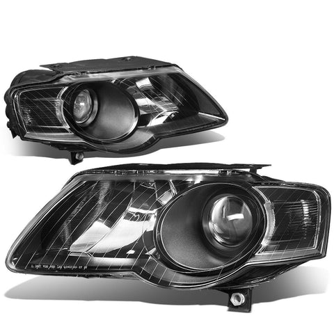 2006-2010 VW Passat Pair Black Housing Clear Side Projector Headlight/Lamp