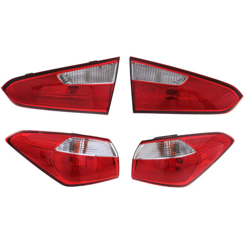 Tail Light For 2014-2016 Kia Forte Set of 4 Left and Right Inner and Outer