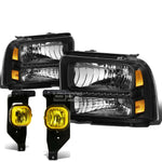 05-07 SUPERDUTY BLACK AMBER LED HEADLIGHT+TRUN SIGNAL+AMBER OE FOG LIGHT