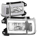 1987-1991 F150 Bronco Chrome Housing Clear Corner LED DRL Headlight Headlamp