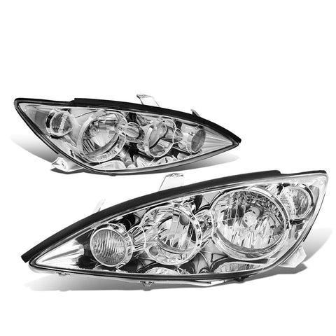 2005-2006 Toyota Camry Pair Chrome Housing Clear Corner Headlight/Lamp Set