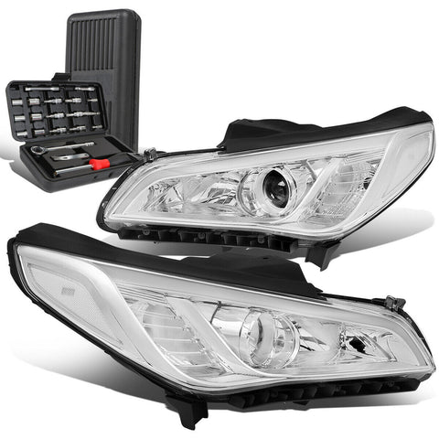 2015-2017 Sonata Chrome/Clear Side Projector Headlight Head Lamps+Tool Box