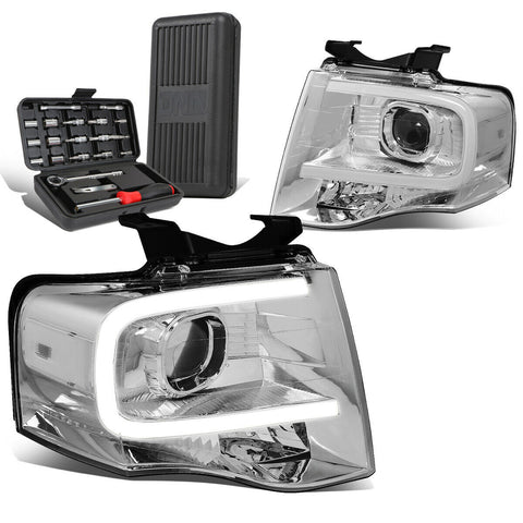 2007-2014 d Expedition 3D LED DRL Tube Chrome Clear Headlights+Too