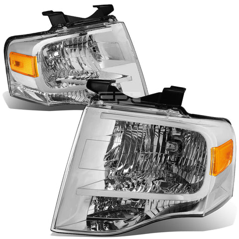 2007-2014 d Expedition Pair Chrome Housing Amber Side Headlight/Lamp Set