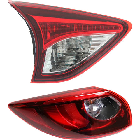 Tail Light Set For 2016 Mazda CX-5 Left Inner and Outer Red Lens Halogen/LED
