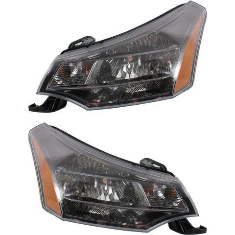 Headlight Set For 2009 2010 2011 Ford Focus Left and Right Black Housing 2Pc