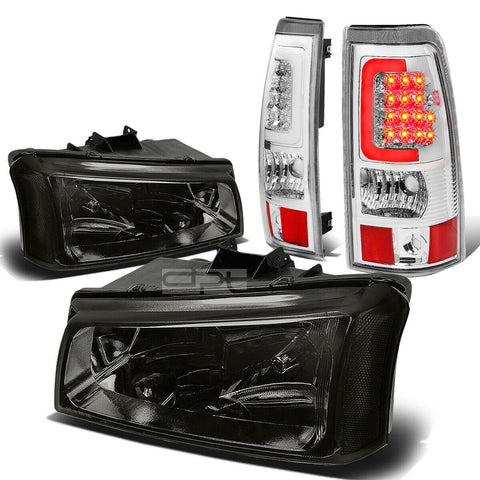 03-07 SILVERADO SMOKED+CLEAR CORNER HEADLIGHT+CHRO