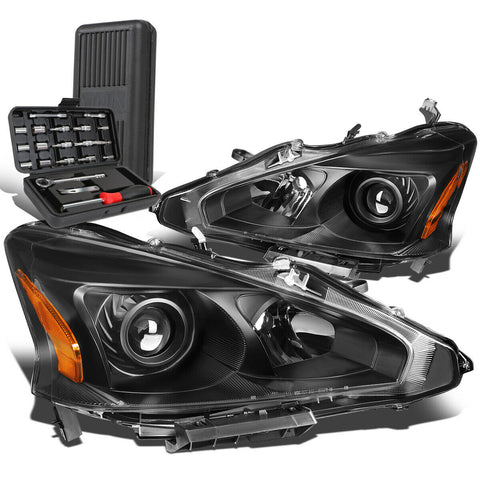 2013-2015 Altima Sedan Black/Amber Signal Projector Headlight Lamp+Tool Box