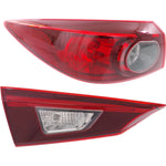 Tail Light Set For 2014 Mazda 3 Left Inner Outer Clear Red Smoked Halogen/LED