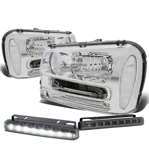 CHROME HOUSING HEAD+CLEAR CORNER+SMOKE LED FOG LIGHT KIT  02-09 TRAIL BLAZER