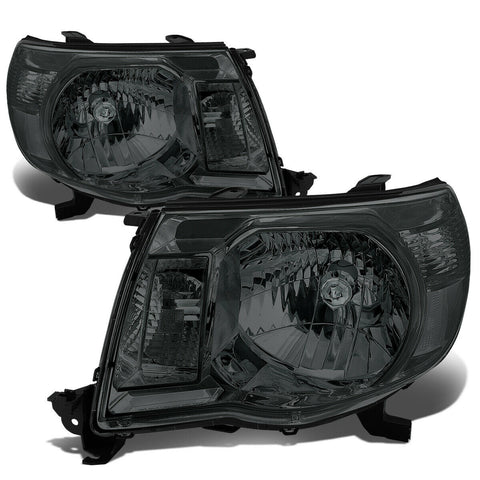 05-11 Toyota Tacoma Truck Smoke Housing Clear Reflector Headlights Lamps