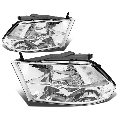 2009-2018 Dodge Ram Pickup Chrome Housing Clear Side Quad Headlight/Lamp Set