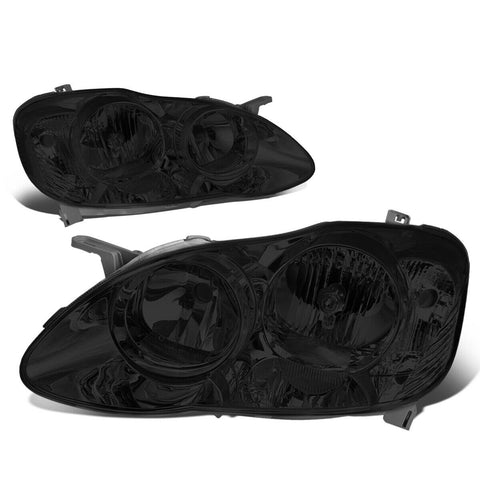 2003-2008 Toyota Corolla Pair Smoked Housing Clear Corner Headlight/Lamp Set