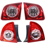 Tail Light Set For 2008-2012 Chevrolet Malibu LH RH Inner Outer Clear/Red