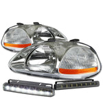 CHROME HOUSING HEAD+AMBER CORNER+SMOKED LED FOG LIGHT KIT  96-98 CIVIC EK/EJ
