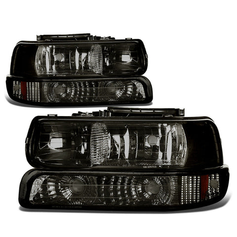 1999-2002 Chevy Silverado Smoked Housing Amber Corner Headlight Bumper Lamps