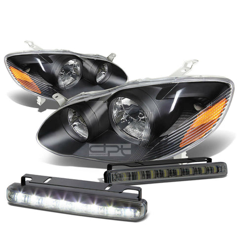 BLACK CLEAR HEAD+AMBER CORNER+SMOKED LED FOG LIGHT KIT  03-08 TOYOTA COROLLA