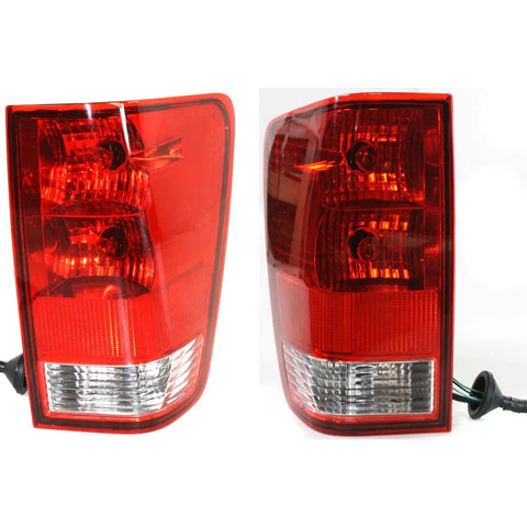 Halogen Tail Light Set For 2004-2015 Nissan Titan Clear/Red w/ Bulbs 2Pcs CAPA