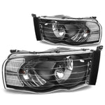 2002-2005 Dodge Ram Pickup Pair Black Housing Clear Corner Headlight/Lamp