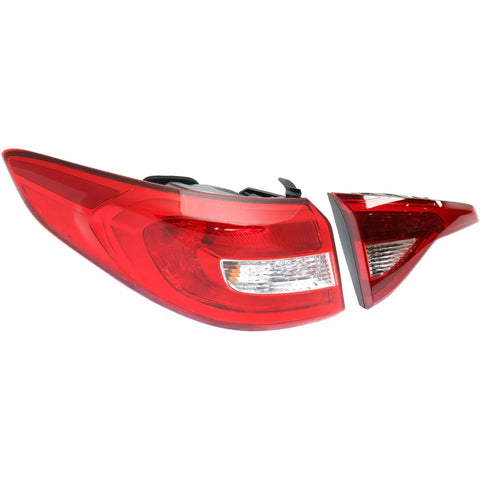 Tail Light Set For 2015-2017 Hyundai Sonata LH Inner Outer Clear/Red CAPA