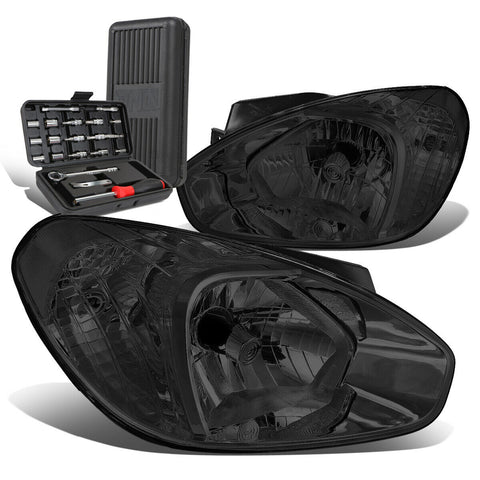 2007-2014 Accent Front Bumper Smoked Clear Side Headlight Headlamp+Tool Box