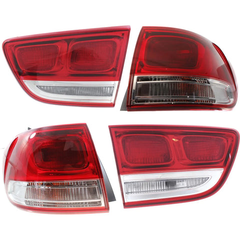Tail Light Set For 2016-2018 Kia Sorento LH RH Inner Outer Clear/Red CAPA