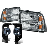 05-07 SUPERDUTY CHROME LED HEADLIGHT+TRUN SIGNAL+SMOKED OE FOG LIGHT