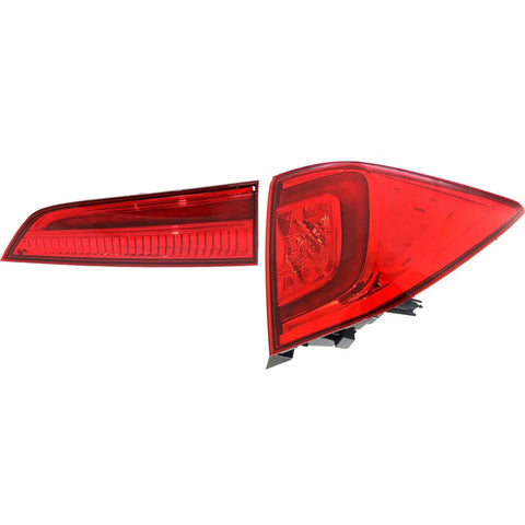Tail Light Set For 2016-2018 Honda Pilot Right Inner and Outer Red Lens Halogen
