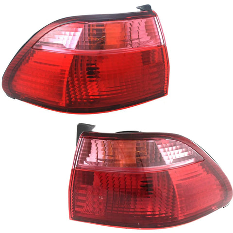 Halogen Tail Light Set For 1998-2000 Honda Accord Outer Clear/Red w/ Bulbs 2Pcs