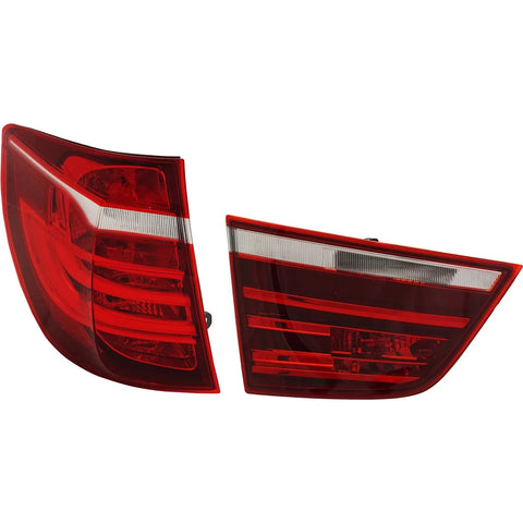 Tail Light Set For 2011-2017 BMW X3 Left Inner and Outer Clear/Red Halogen
