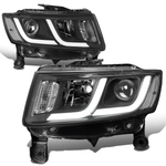 [LED DRL] 14-16 Jeep Grand Cherokee Pair Projector Headlight/Lamp Black/Clear