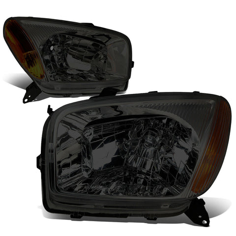 2001-2003 Toyota RAV4 Pair Smoked Housing Amber Corner Headlight/Lamp Set