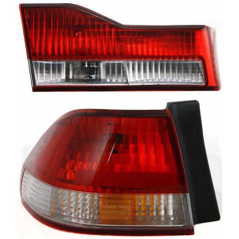 Tail Light Set For 2001-2002 Honda Accord Left Inner and Outer Clear/Red Halogen