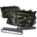 SMOKED HOUSING TINTED HEAD+CLEAR SIGNAL+LED FOG LIGHT KIT  99-04 JETTA/BORA