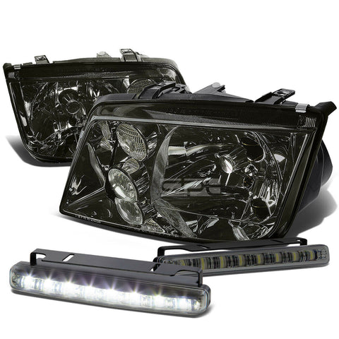 SMOKED HOUSING TINTED HEAD+CLEAR SIGNAL+LED FOG LIGHT KIT  99-04 JETTA/BORA