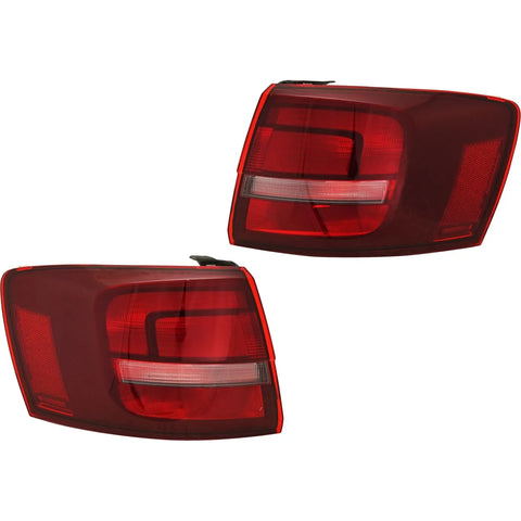 Tail Light Set For 2011-2018 Volkswagen Jetta Left and Right Clear/Red Halogen