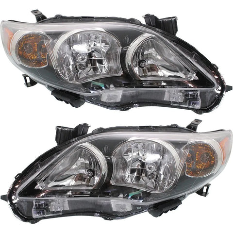 Headlight Set For 2011-2013 Toyota Corolla Left and Right Black Housing 2Pc