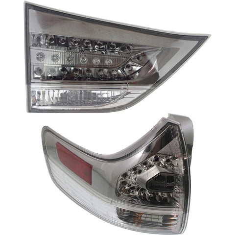 Tail Light Set For 2011-2020 Toyota Sienna Left Inner Outer Clear/Red Halogen