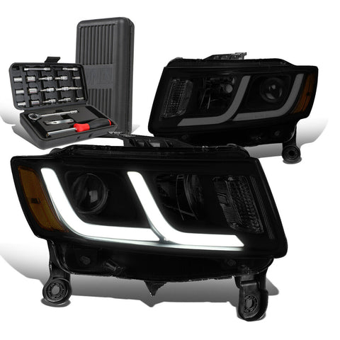 2014-2016 Grand Cherokee Pair LED Tinted Amber Projector Headlights+Too