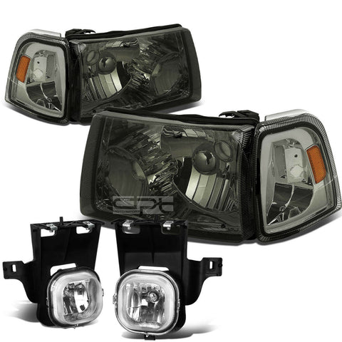 06-07 RANGER SMOKED AMBER HEADLIGHT+TURN SIGNAL LAMP+CHROME OE FOG LIGHT