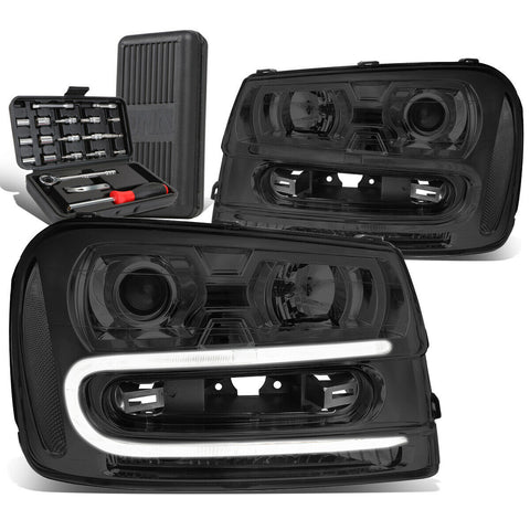 2002-2009 Chevy Trailblazer Smoked Clear Signal Projector Headlight+Tool Box