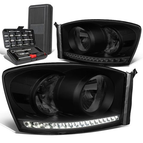 2006-2009 Ram Truck LED DRL Tinted Housing Clear Side Headlights+Too