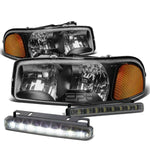 BLACK HOUSING HEAD+AMBER CORNER+SMOKED LED FOG LIGHT KIT  99-06 SIERRA/YUKON