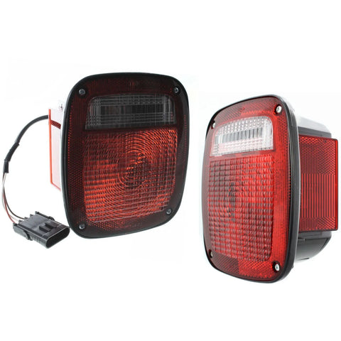 Halogen Tail Light Set For 1991-1995 Jeep Wrangler (YJ) Clear/Red w/ Bulbs 2Pcs